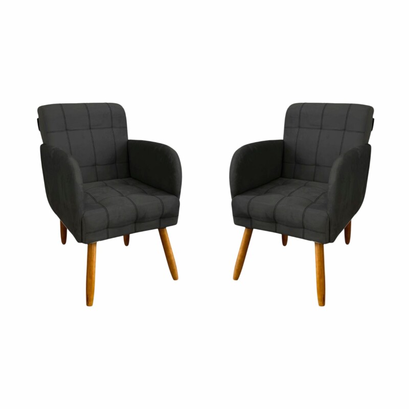 Pack x2 Sillón poltrona 1 cuerpo Lumax Maya nórdico de tela Negro
