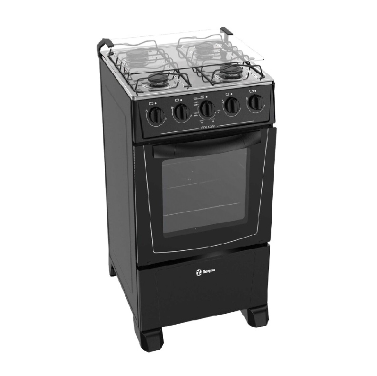 Cocina Thompson Cth 10001 Negra a Gas 4 Hornallas 
