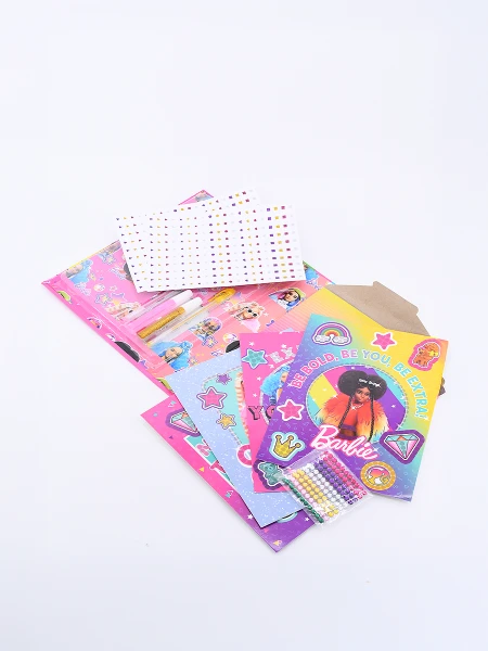 SET BARBIE GLITTER CRYSTAL DISEÑA FOTO ROSADO