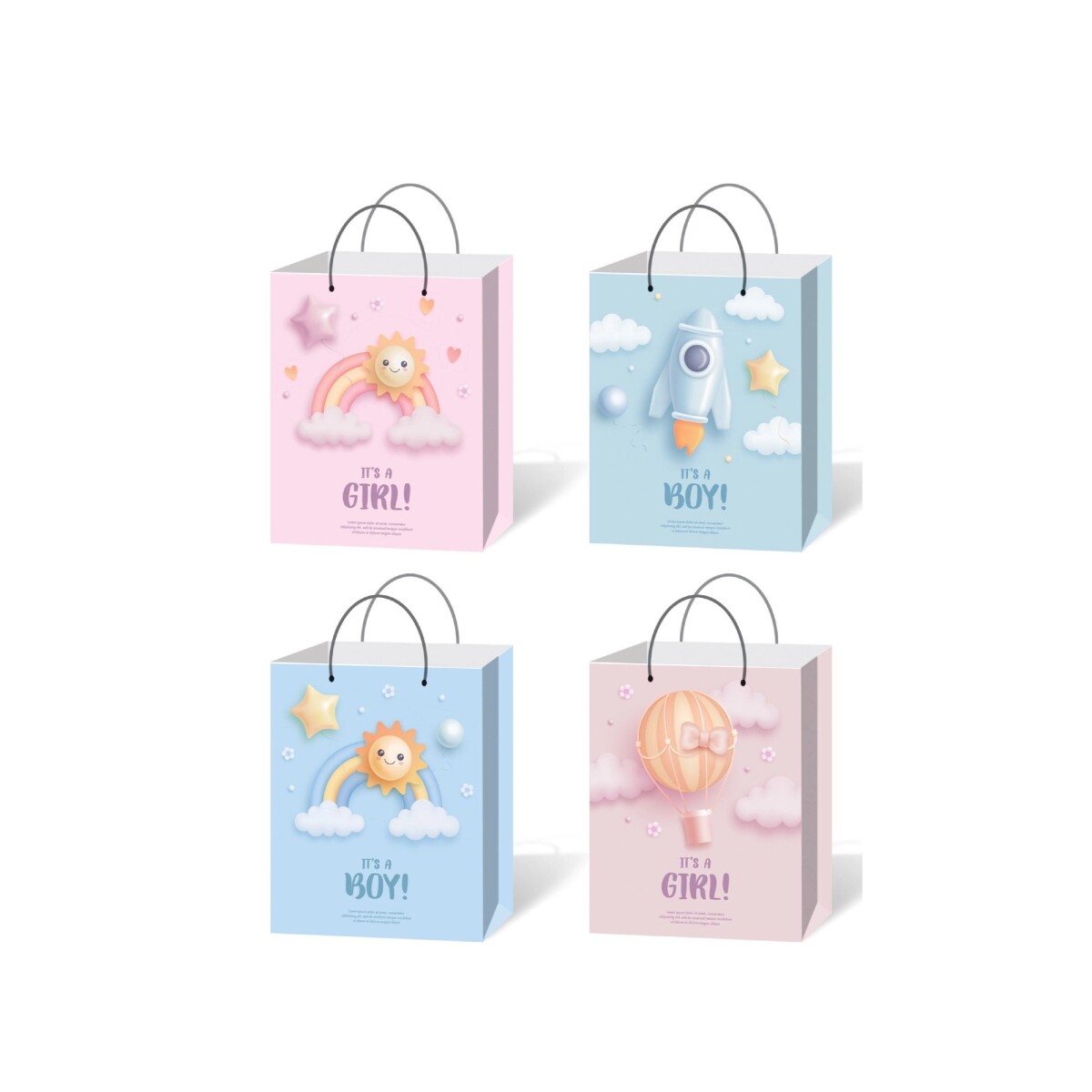 Pack de 12 Bolsas 25X32X12 cm de Papel Diseños Boy And Girl 