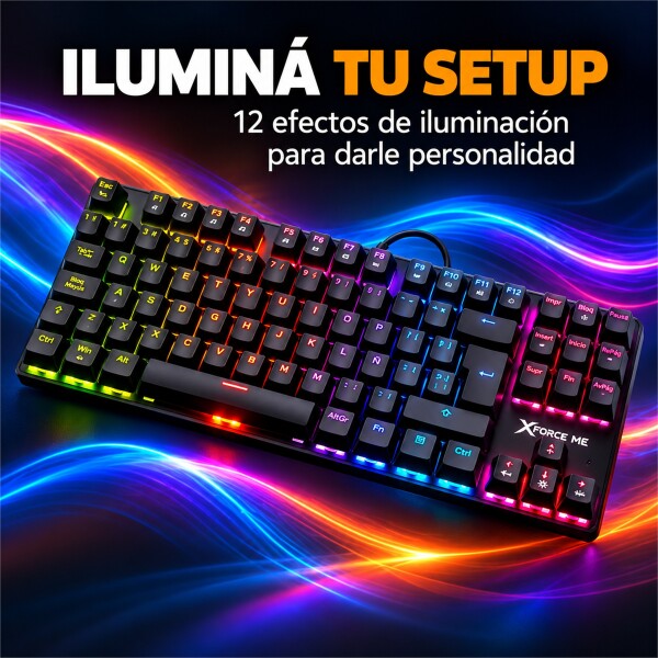 Teclado Gamer Mecánico RGB Xtrike Me GK-989B Anti-ghosting Color Negro