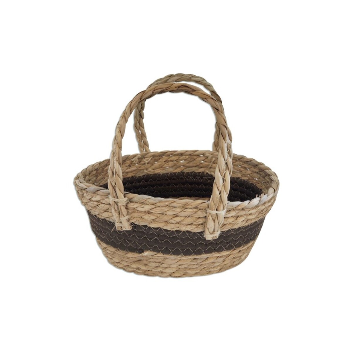 CANASTO DE FIBRA CON ASA 25X16X11CM - MARRON 