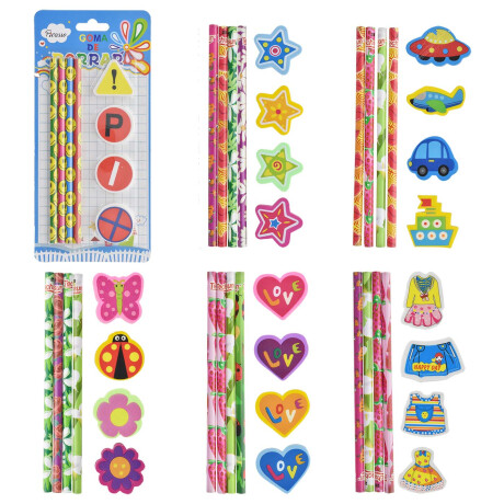 SET LAPICES X 4 UNI + 4 GOMAS PICASSO SET LAPICES X 4 UNI + 4 GOMAS PICASSO