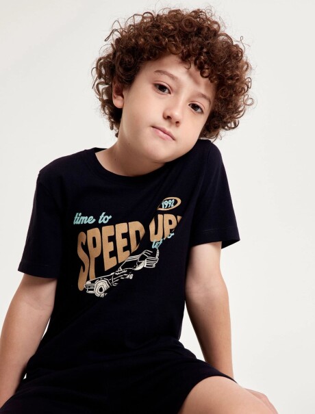 CAMISETA BÁSICA CON ESTAMPA NEGRO
