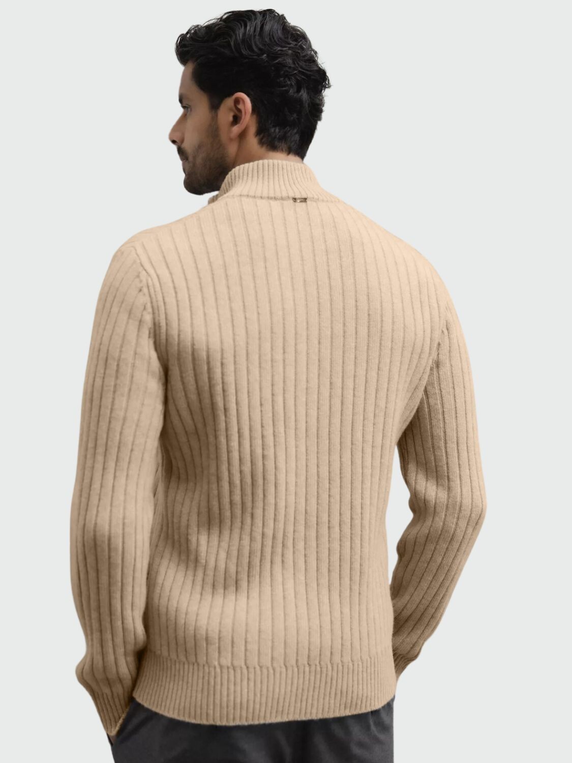 Herno - Cardigan de lana acanalada con cuello alto 0