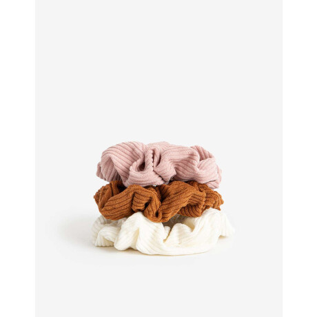 Set De Scrunchies De Corderoy Combinacion Tricolor