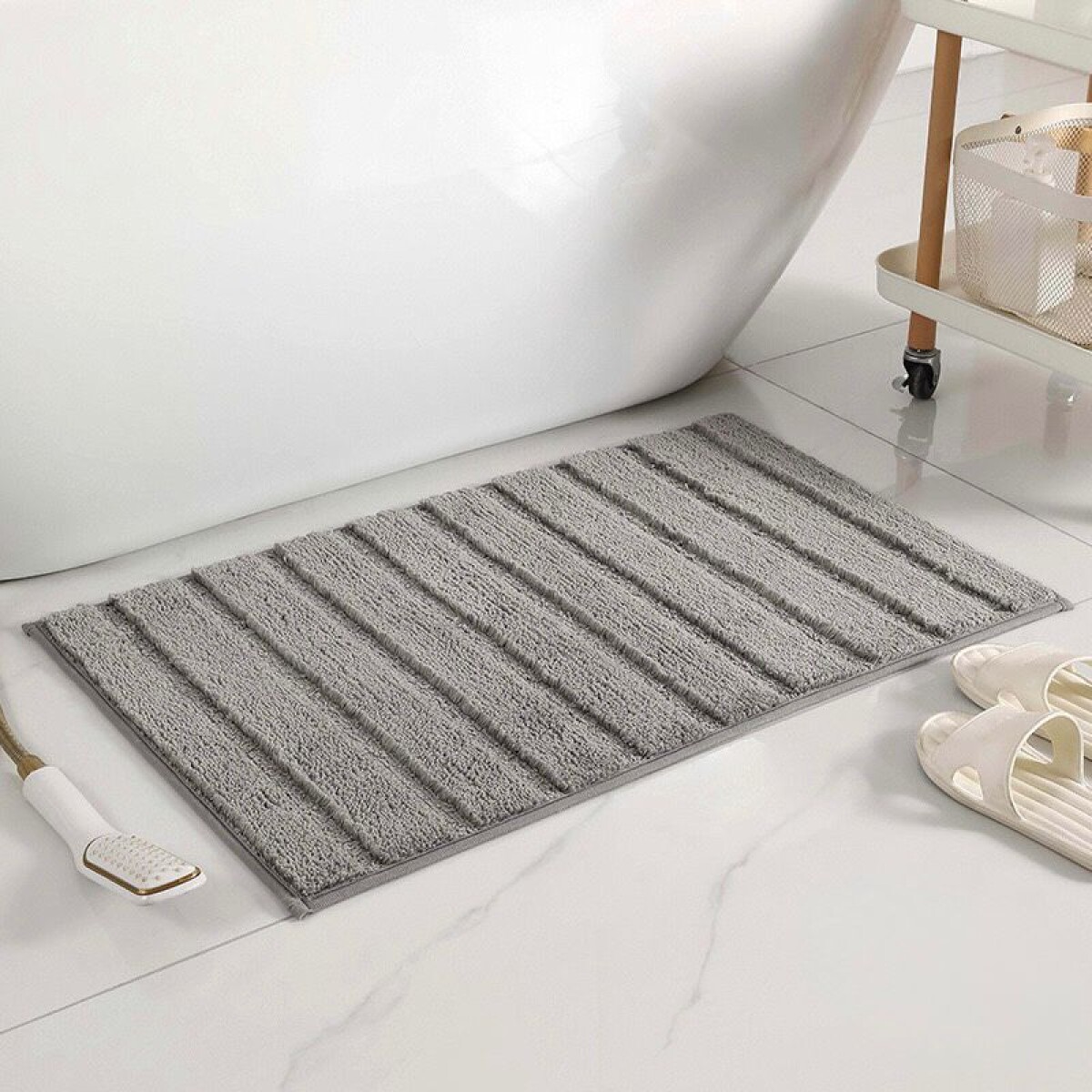 Alfombra de Baño Rectangular con Textura Rayada 82cm x 52cm 