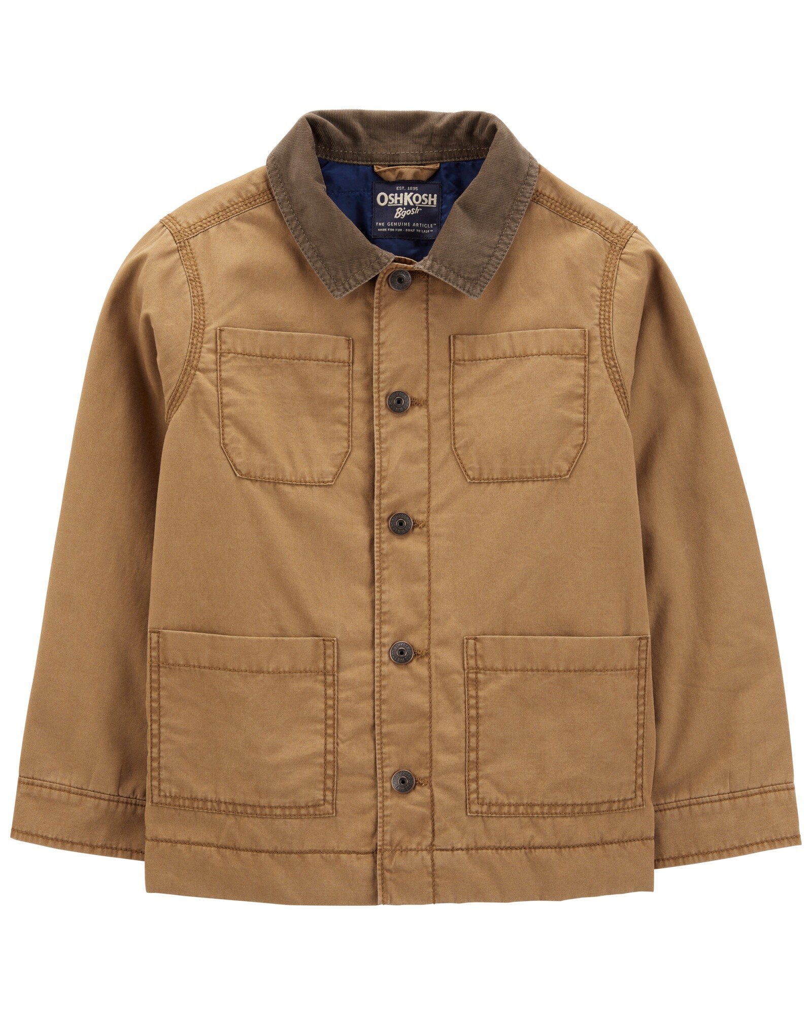 Campera de lona, con cuello de pana Sin color