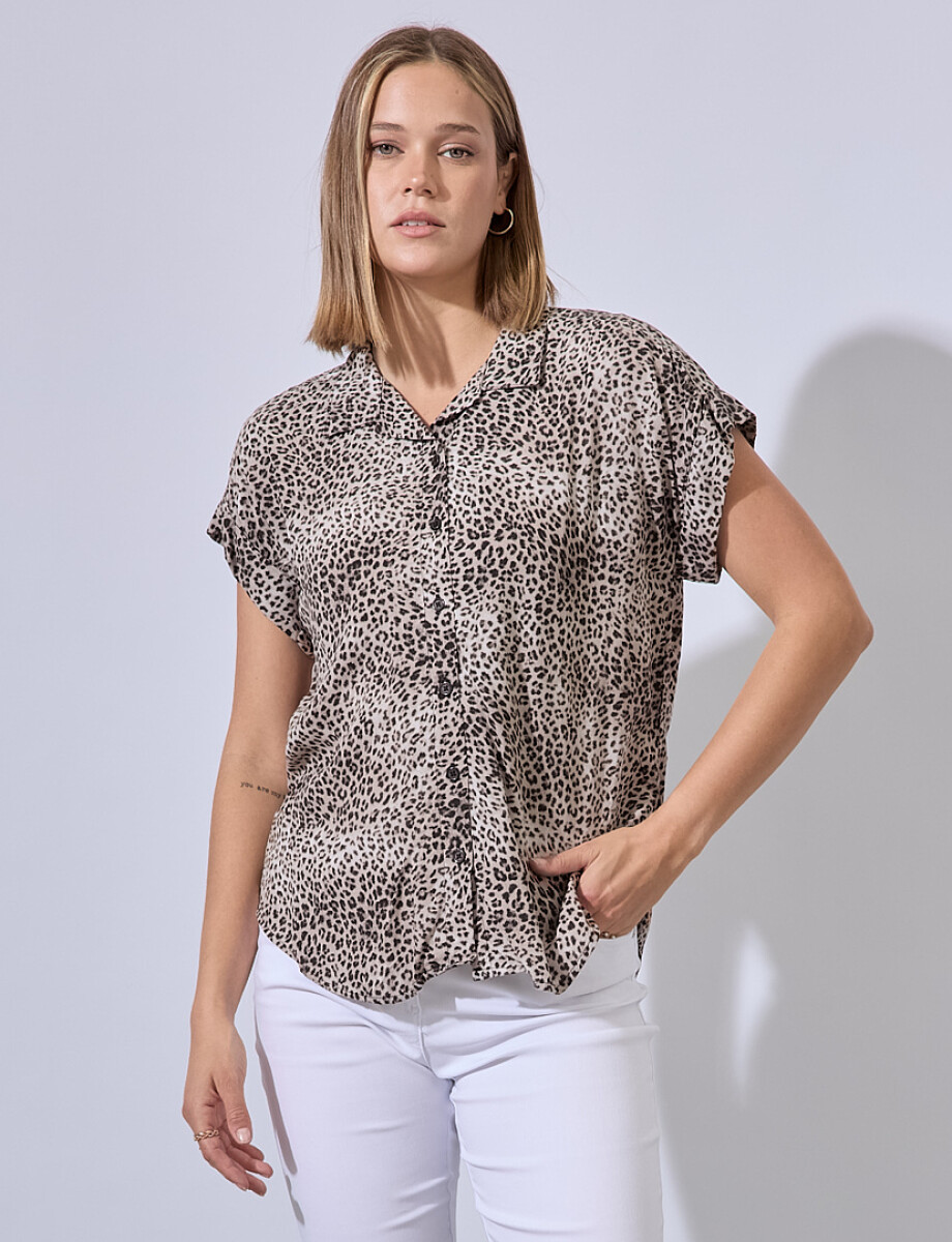 Camisa Animal Print - Gris/multi 