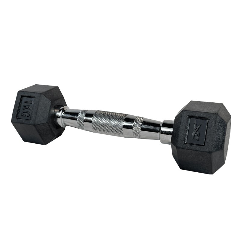 Mancuerna Hexagonal Recubierta De Goma 1Kg Negro
