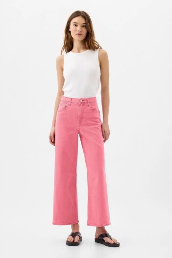 Jean Wide Leg Tiro Alto Mujer Candy Coral