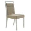 SILLA EN MADERA LACA BLANCA - TAPIZADA TELA GRIS - SILLA EN MADERA LACA BLANCA - TAPIZADA TELA GRIS -