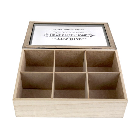 CAJA TE 6 DIVISIONES MADERA Y VIDRIO CAJA TE 6 DIVISIONES MADERA Y VIDRIO