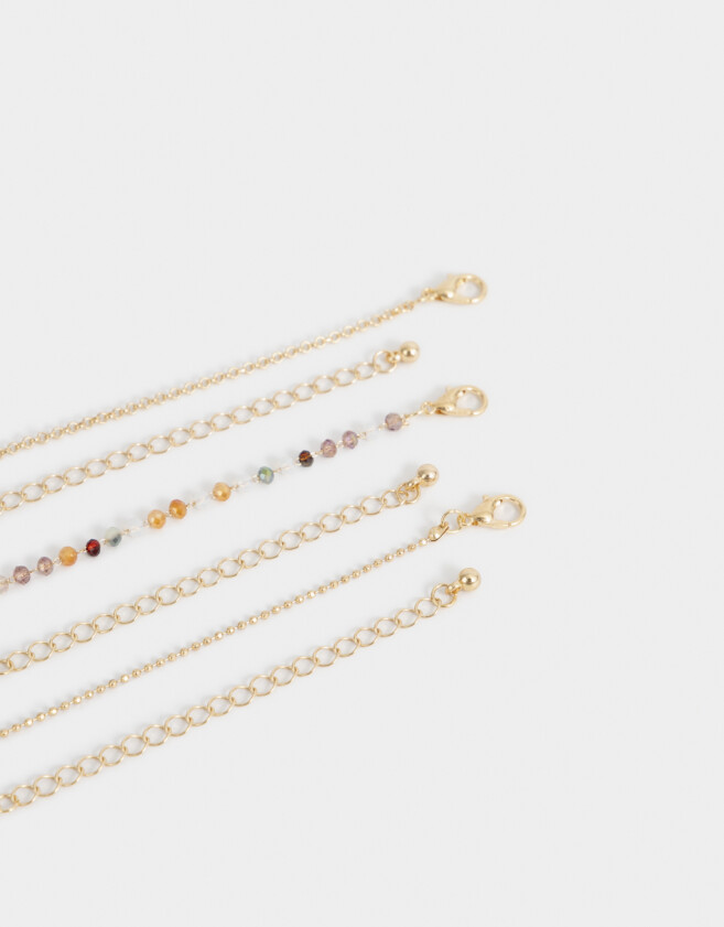 Collares Cortos Con mostacillas Collar Corto Multicadena Flor - Dorado