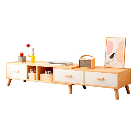 Rack Tv Madera Largo Extensible 120-198Cm De Mdf Ub MARRON-BLANCO