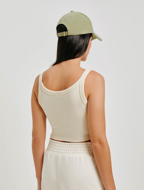 TOP CORTO BÁSICO EN TELA ACANALADA BEIGE