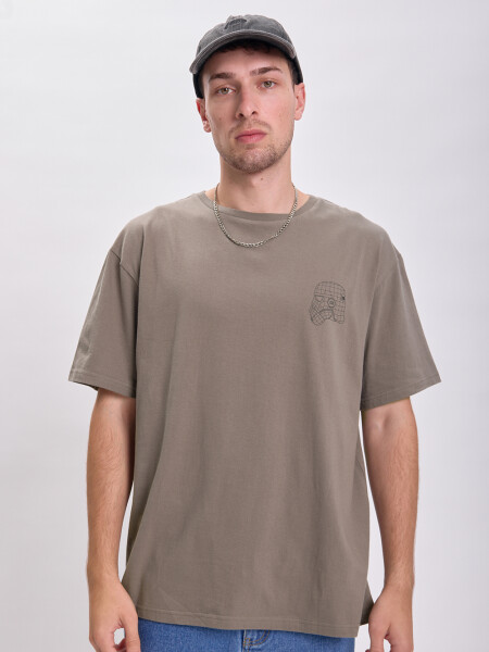 Remera oversize estampada Gris
