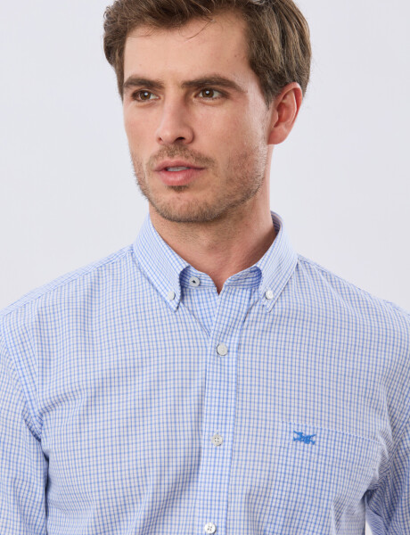 CAMISA CUADROS Celeste