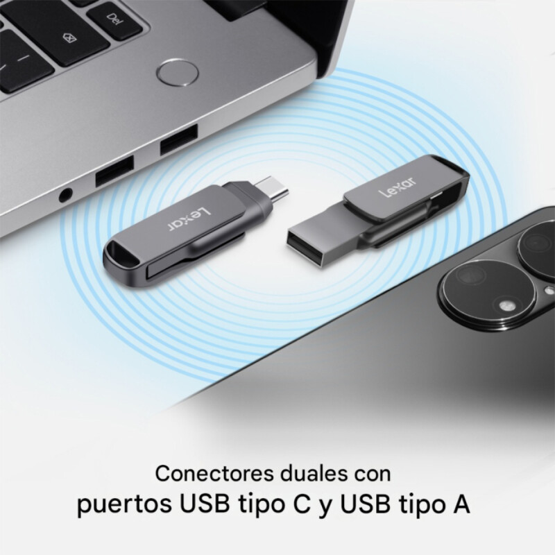 Pendrive Lexar 128GB Dual Jumpdrive D400 USB-A y USB-C 3.2 Pendrive Lexar 128GB Dual Jumpdrive D400 USB-A y USB-C 3.2
