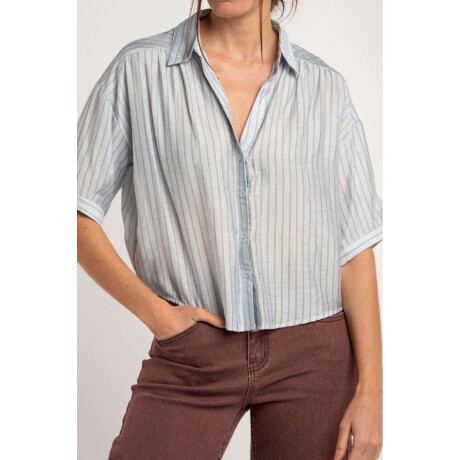 Camisa Rayada Celeste