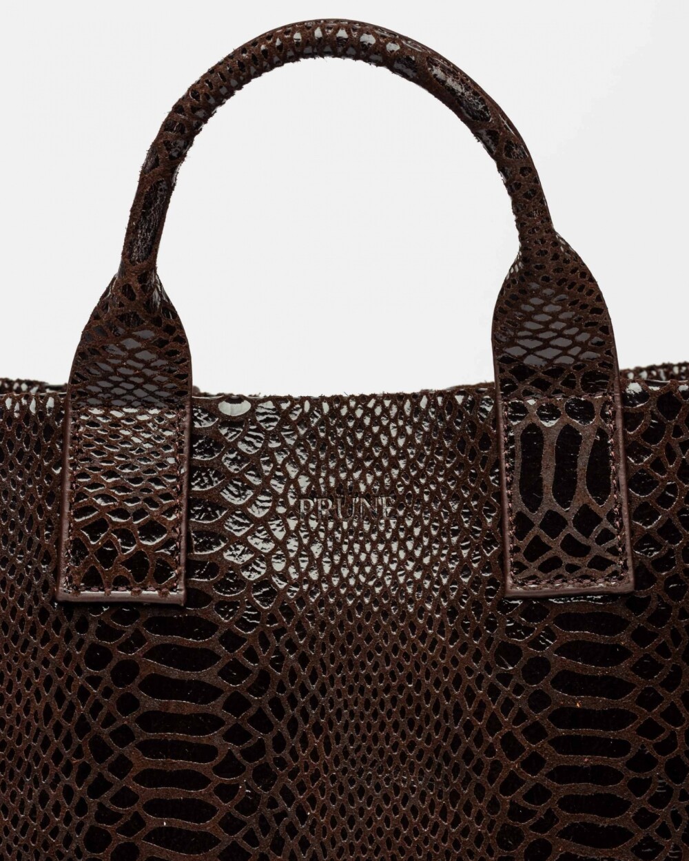 Cartera de mano Capri en cuero gamuza anaconda Chocolate