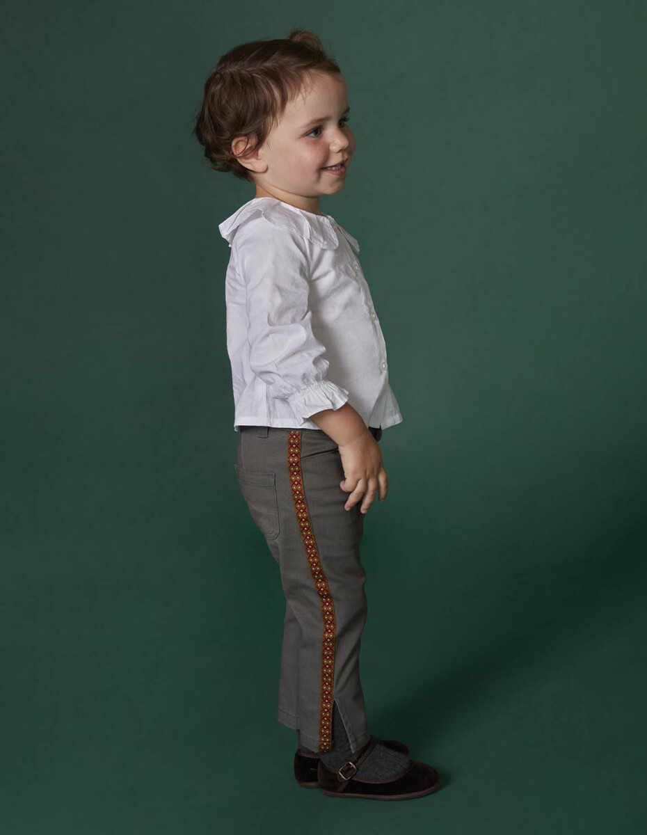 Pantalon Campana Con Cinta Lateral - Gris Marengo 