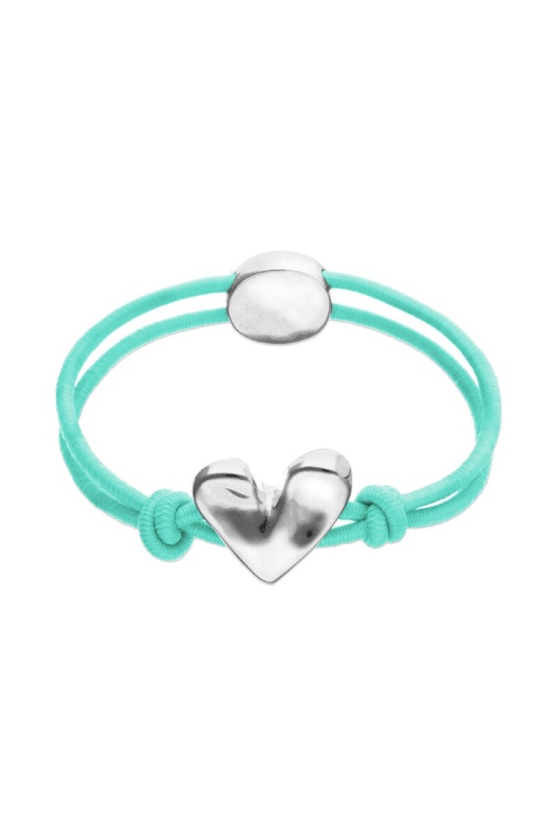 PULSERA DE HILO ELÁSTICO AZUL CON CORAZÓN BAÑADO EN PLATA DE LEY - Pulsera 