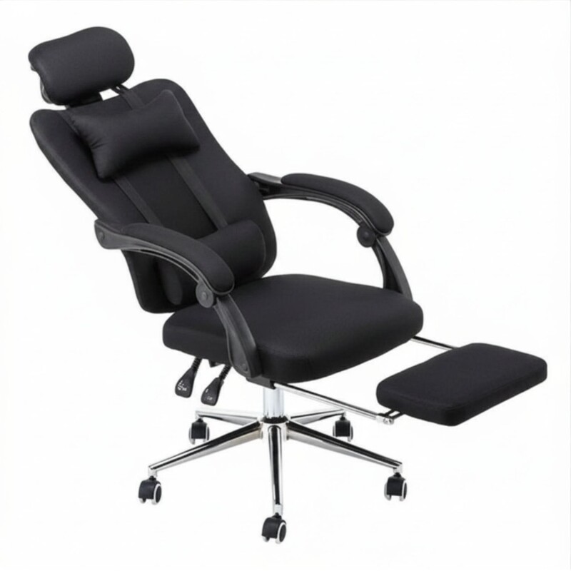 Silla Ejecutiva Lumax Wynn Ergonómica Con Apoyapiés Retráctil Para Oficina Negro