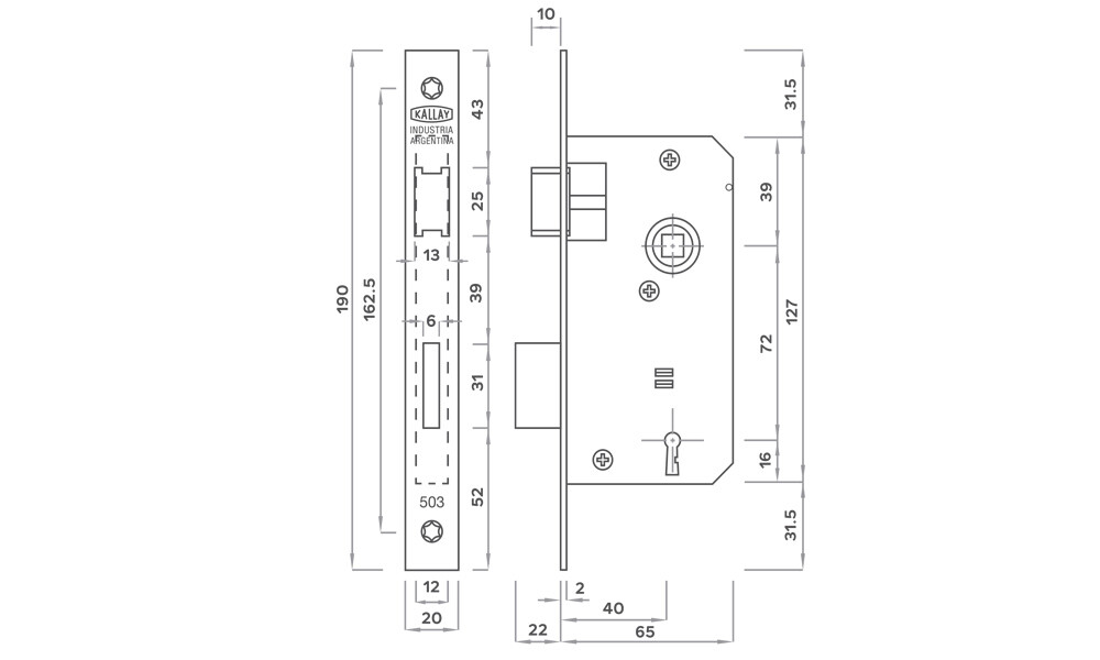 Cerradura para puertas interiores 503 Cerradura Para Puertas Interiores 503