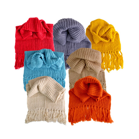 BUFANDA LANA TEJIDO GRUESO C/FLECOS LISA BUFANDA LANA TEJIDO GRUESO C/FLECOS LISA