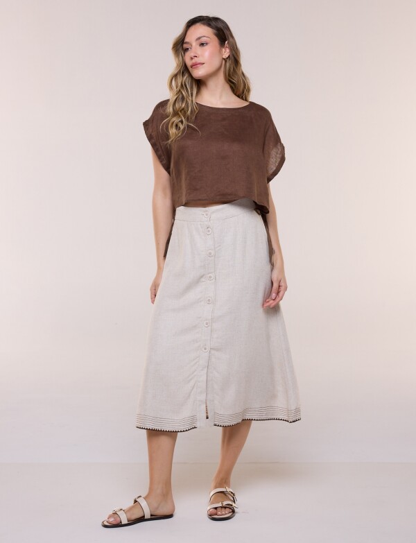 Falda Lino Pespunte BEIGE