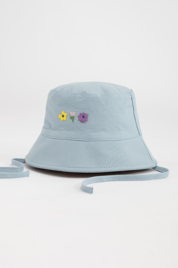 Gorro canvas reversible Flores Celeste