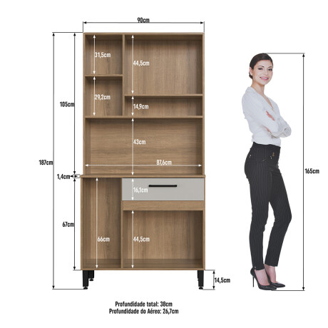 Aparador Multiuso 1 Cajón 4 Estantes 6 Puertas Ub BLANCO-MARRON