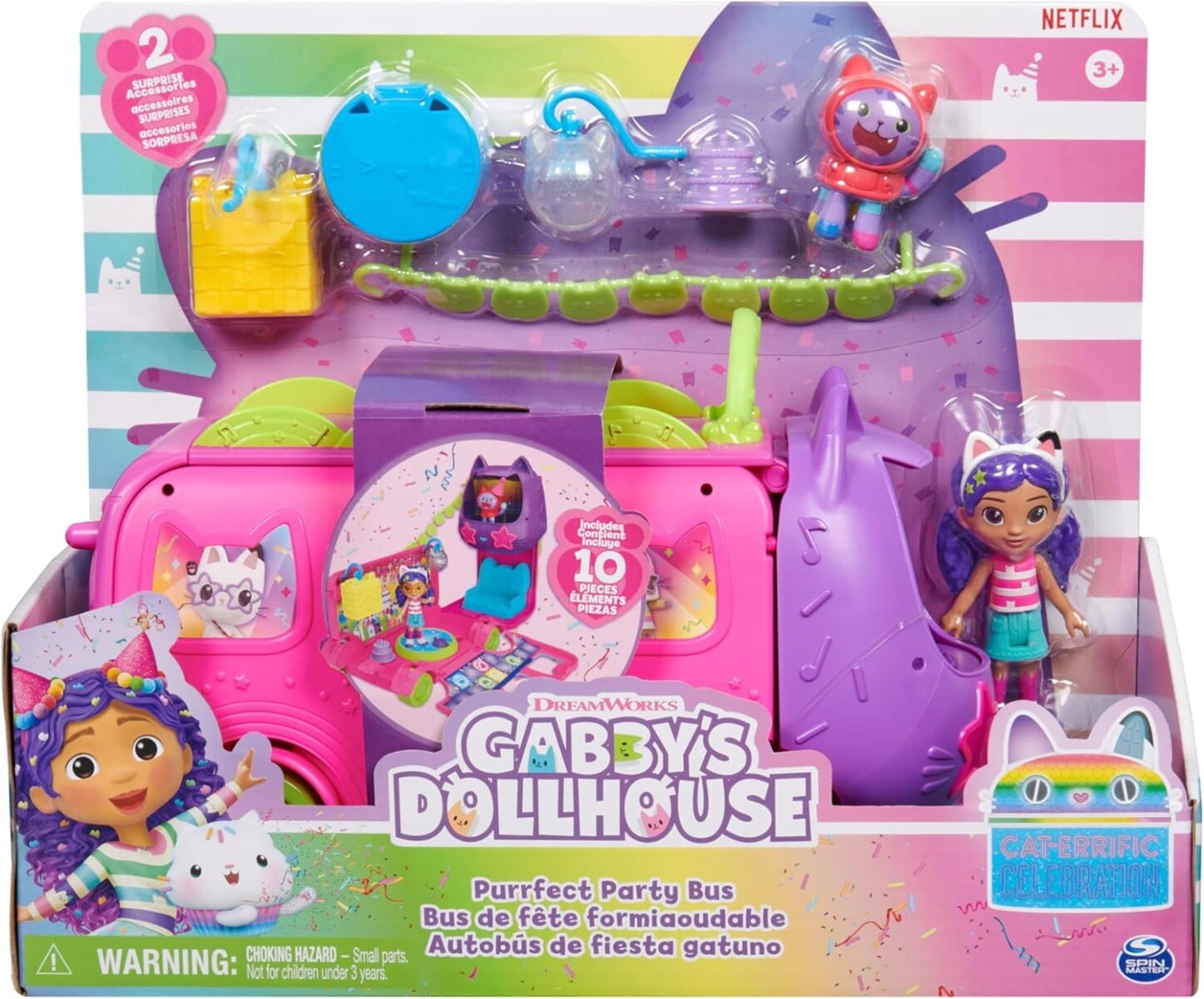 Gabbys Dollhouse Set Autobús De Fiesta Gatuno 