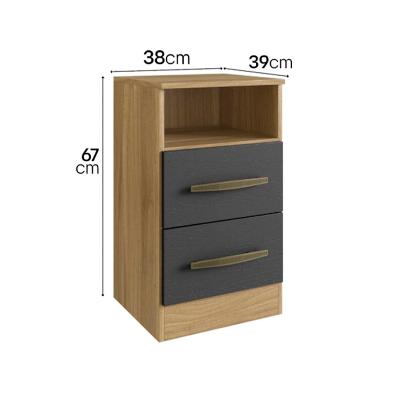 Mesa De Luz Blanca En Mdp Premium 1 Estante + 2 Cajones Ltc Color Nogal/grafito Mesa De Luz Blanca En Mdp Premium 1 Estante + 2 Cajones Ltc Color Nogal/grafito