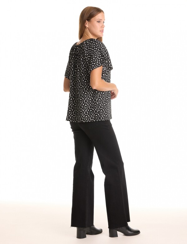 Blusa Dolman Frunces NEGRO/BLANCO