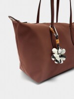 Bolso Shopper Textura Suave Con Colgante teja