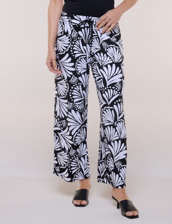 Pantalon Pull On Printed BLANCO/NEGRO