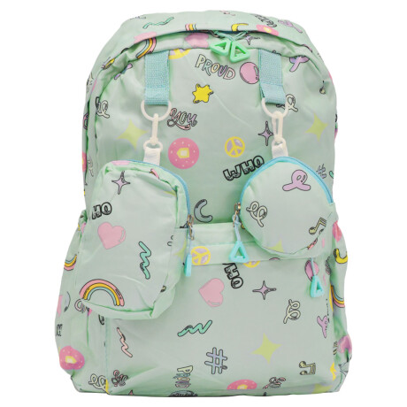 Mochila Escolar Diseño Infantil para Laptop con 2 Monederos Verde