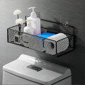 Estante Organizador Repisa De Baño Con Adhesivo De Metal Negro Estante Organizador Repisa De Baño Con Adhesivo De Metal Negro