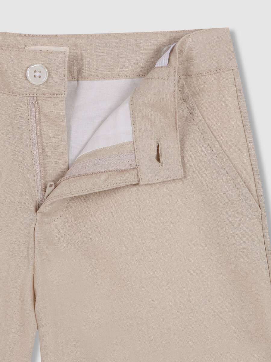 Pantalon Corto De Lino Marron