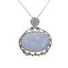 Dije Colgante Oval-Plata 925-Piedra Ágata azul claro-CP4568 conpiedra