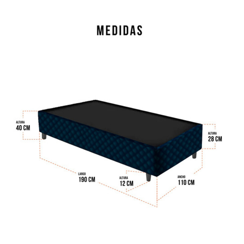 Box Para Colchón De 1 1/2 Plaza Negra De 1.9x1.1m Box Para Colchón De 1 1/2 Plaza Negra De 1.9x1.1m
