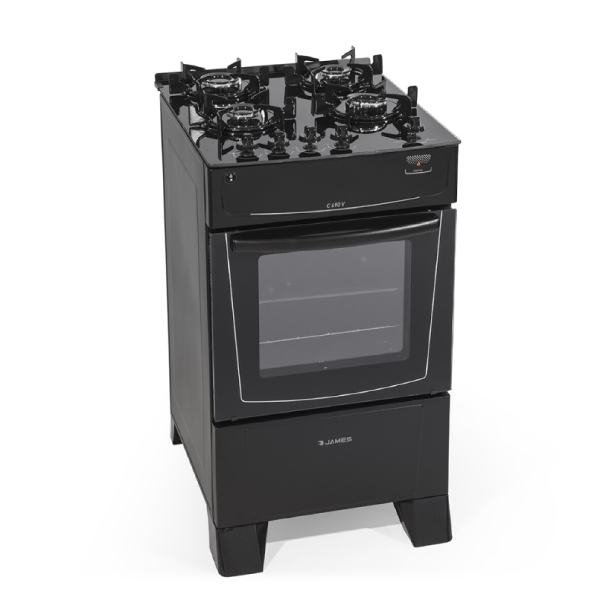 Cocina Gas James C-690 Vidrio Negro 