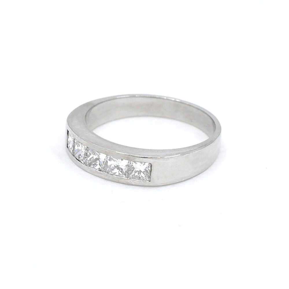 Anillo Medio Sin Fin En Oro Blanco 18K Y Brillantes Corte Princesa Anillo Medio Sin Fin En Oro Blanco 18K Y Brillantes Corte Princesa