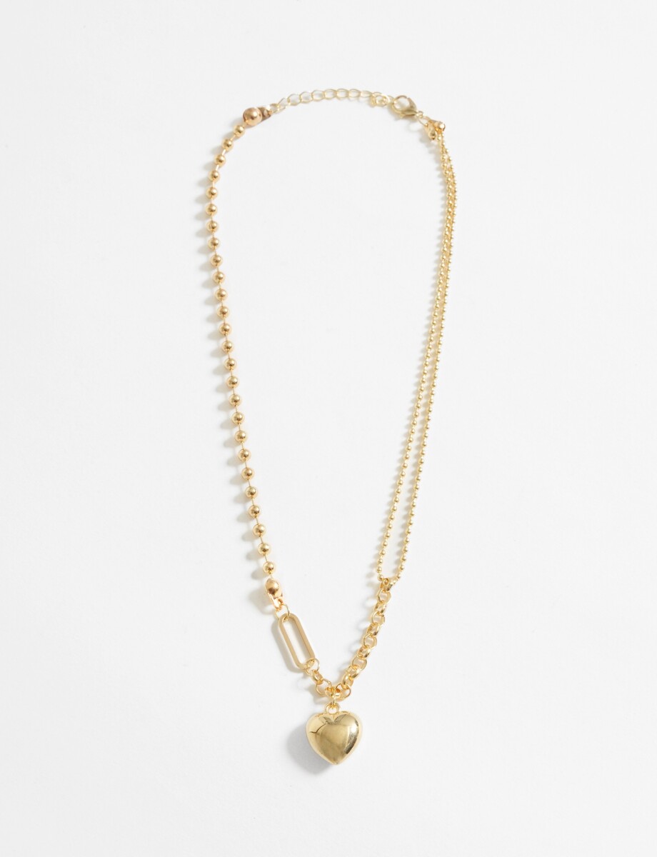 Collar metálico dije corazón - dorado 