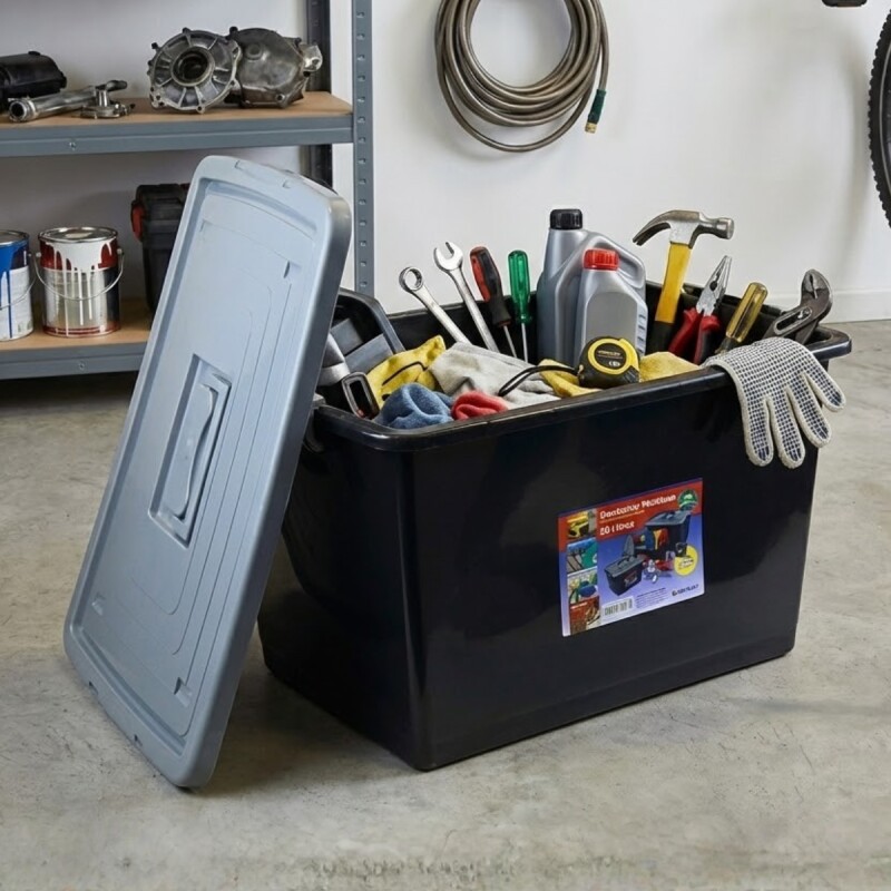 Caja organizadora 50 lts NEGRO Y GRIS