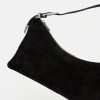 Cartera al hombro Bamboo en cuero gamuza Negro