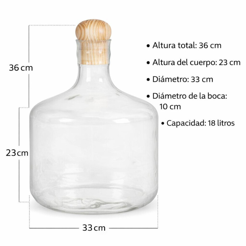 Botellon en Vidrio Martillado Mediano para Corchos Botellon en Vidrio Martillado Mediano para Corchos