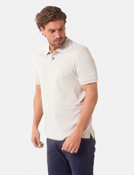 REMERA POLO JERSEY RAYADA Beige